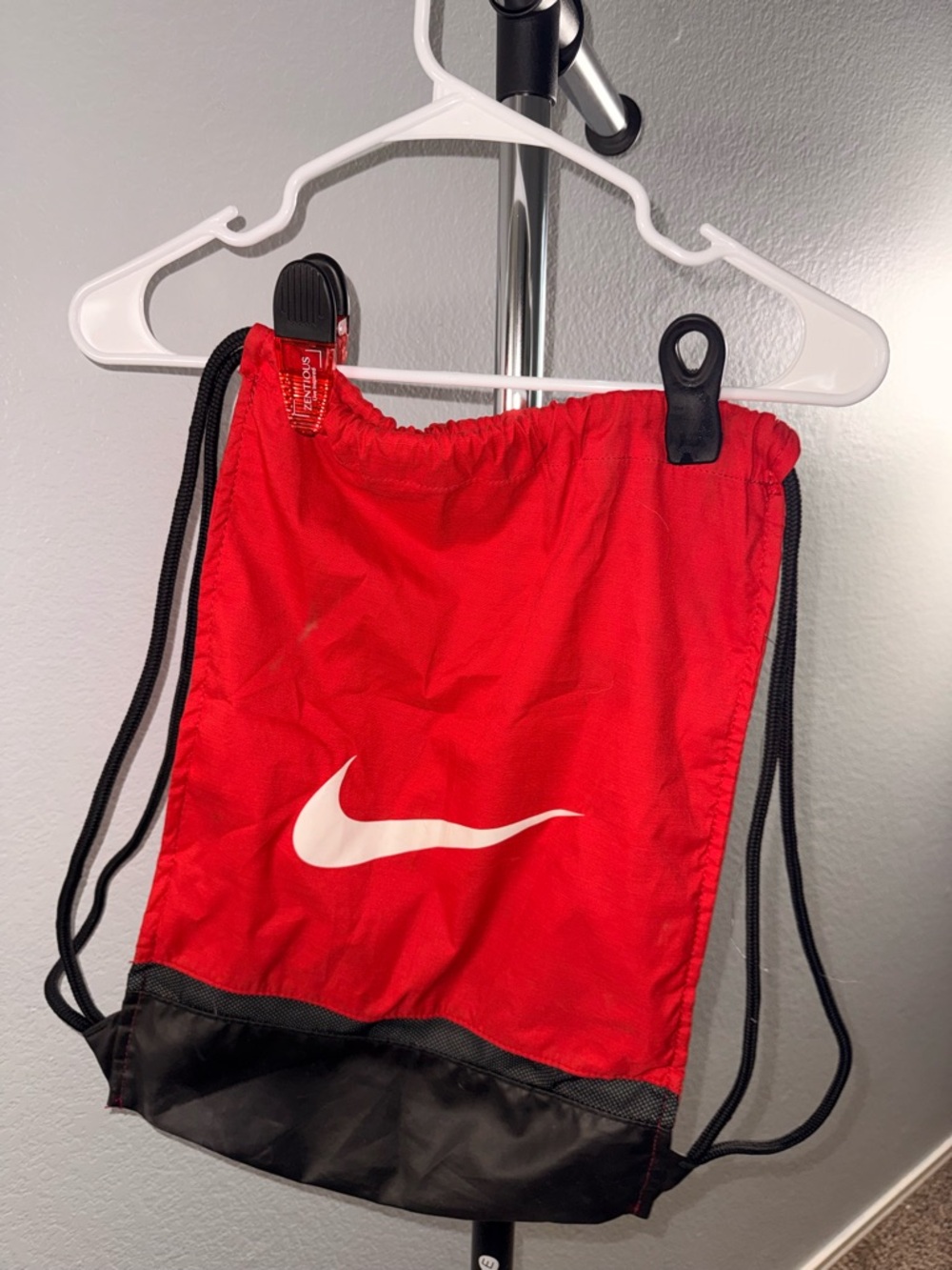 Nike Kids Red and Black Drawstring Sports Bag